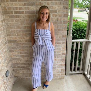 Blue & White Stripped Knotted Jumper